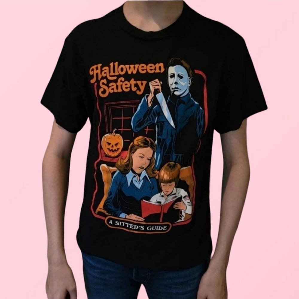 Michael Myers Halloween Safety Sitter's Guide Steven Rhodes T-Shirt (M)